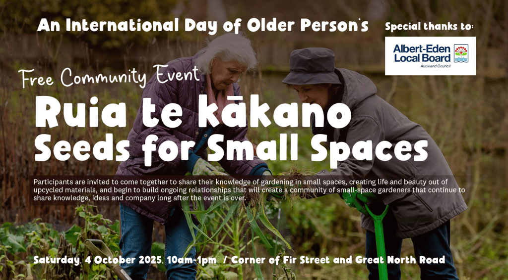 Poster for Seeds for Small Spaces, image of two people gardening